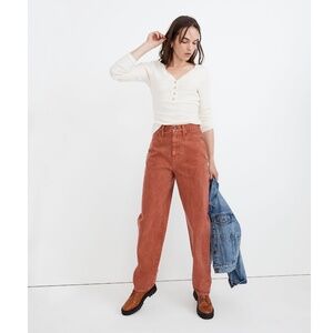 NWT Madewell Baggy Straight Jeans Garment-Dyed Edition Weathered Brick Size 31